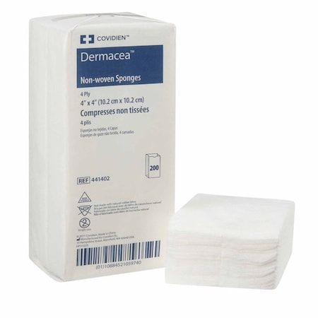 Dermacea Nonwoven Sponge 4 X 4 Inch 200 per Pack NonSterile 4-Ply Square, 200PK 441402